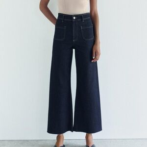 Zara High Waist Marine Straight Pocket Jeans